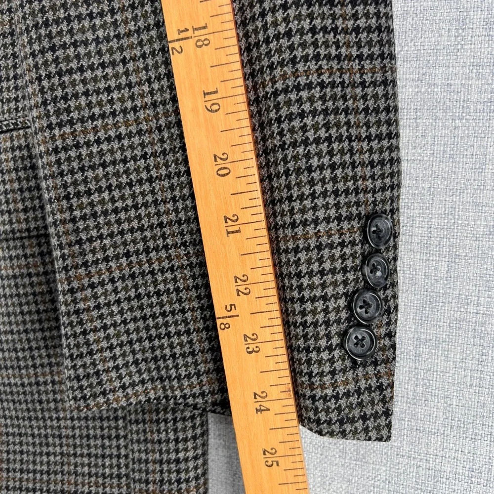 VTG 90s Jos A Bank Houndstooth Wool Blazer Sport Coat Men 48R Brown Ivy Academia